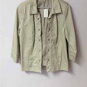 Christopher & Banks Beige Blazer with Stitch and Metal hardware Detailing